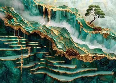 Rice Field Kintsugi art