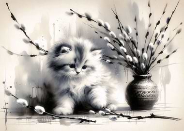 Ink Wash Kitty Charm