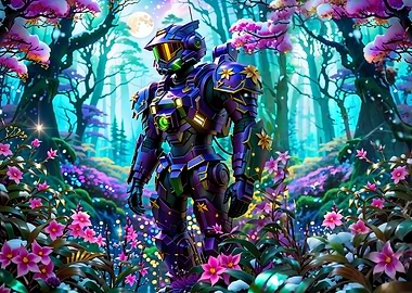 Robot in romantic landsape