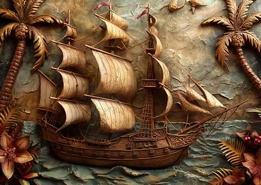 Pirate ship wood carver