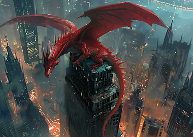 Red Dragon Cityscape