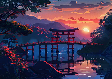 Japanese Landscape Sunset
