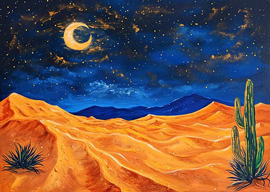 Desert dunes under a starr