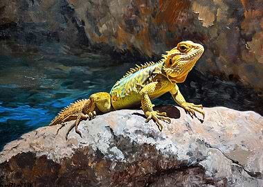 Desert lizard basking in