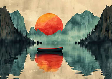 Boat floating on a lake