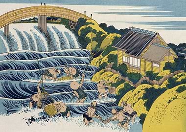 Trapping Fish at Waterfall