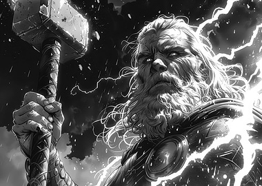 Thor holding his hammer