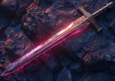 Magical neon red sword