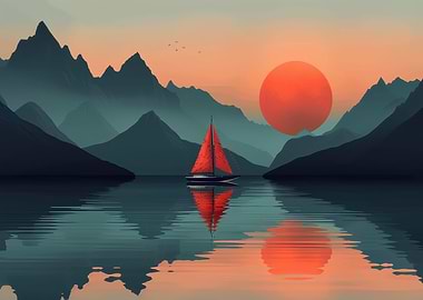 Mountain lake landscape