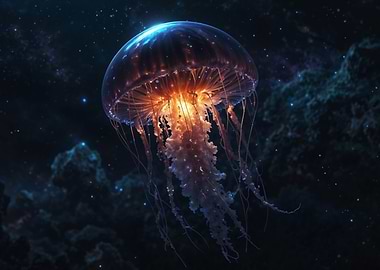 Glowing Jellyfish in Space
