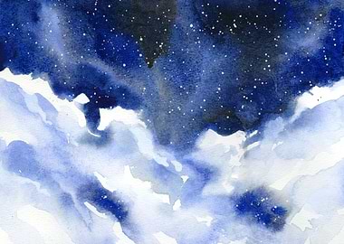 Starry night watercolor