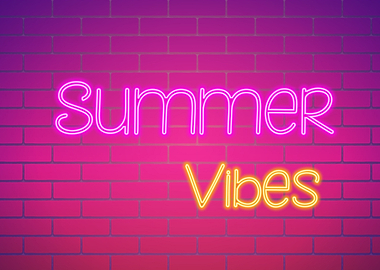 Neon summer vibes text