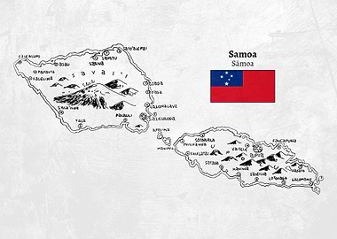 Handdrawn Samoa Map