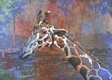 Giraffe watercolor batik