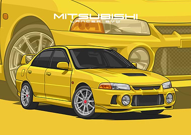 Mitsubishi Lancer yellow