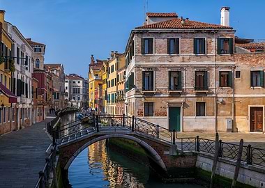 Venice Canal And Bridge