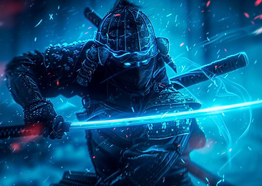 Blue Neon Samurai