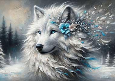 Fantasy Winter White Wolf