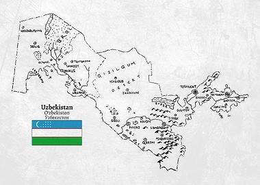 Handdrawn Uzbekistan Map