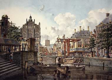 Town view with drawbridge