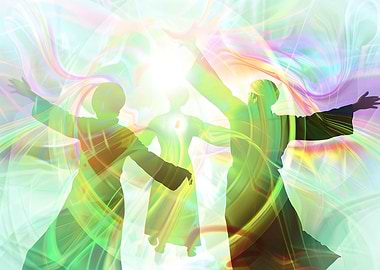 Abstract glowing dervishes