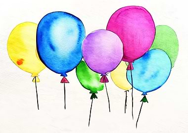 Watercolor painting balloo
