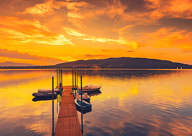 Summer sunset over lake