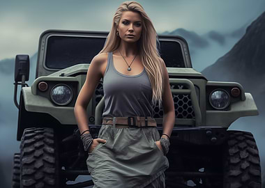 Nordic woman and SUV car