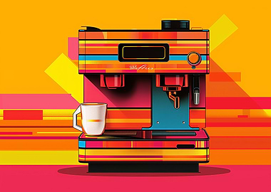 Retro Coffee Machine Art
