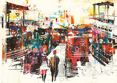 Couple in modern city