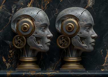 Twin Cyborg Bonze Heads