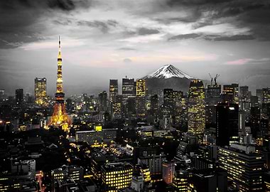 Tokyo cityscape Fuji mount