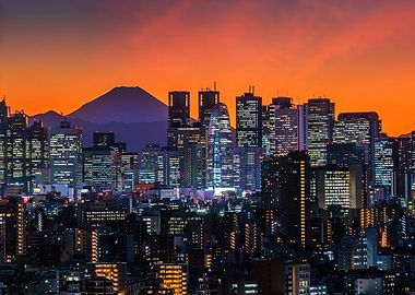 Tokyo cityscape at sunset