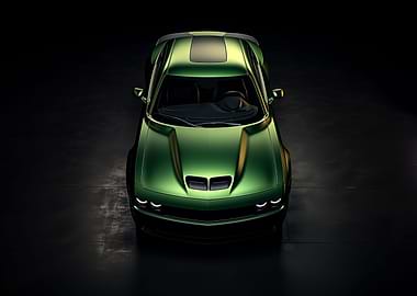 Green Dodge Challenger car