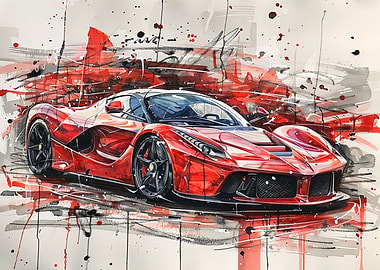 額縁 Displate YellowFerrari Limited Poster JDM Yellow Ferrari F40' Poster, picture, metal print, paint
