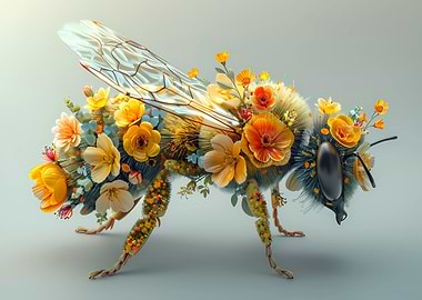 Bee Flowers Floral Style