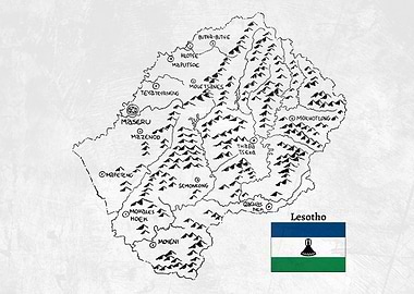 Handdrawn Lesotho Map