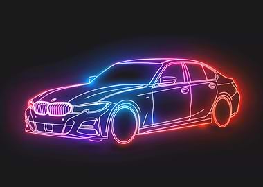 Neon Line Car
