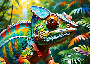 chameleon in forest