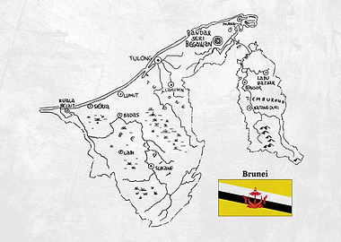 Handdrawn Map of Brunei