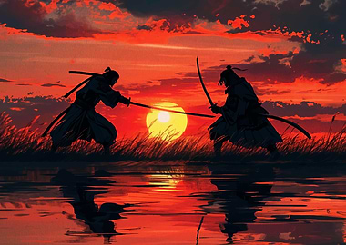 samurai japanese sunset