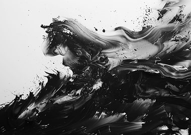 Black White Abstract Art