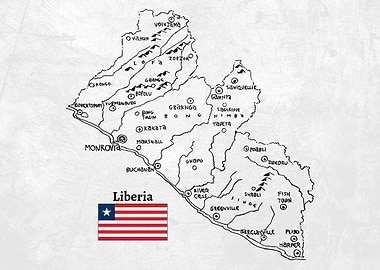 Handdrawn Liberia Map
