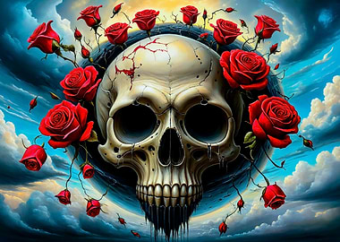 Skull and roses
