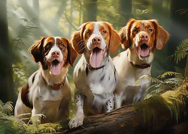 Three Brittany Spaniel