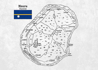 Handdrawn Map of Nauru