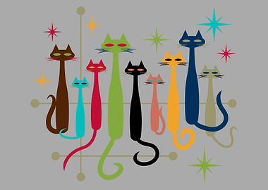 Vintage Cats 50s 60s Style