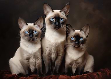 Three Siamese cats