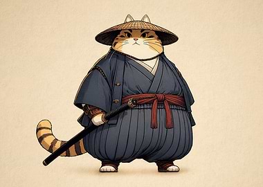 Orange Cat Ronin Samurai