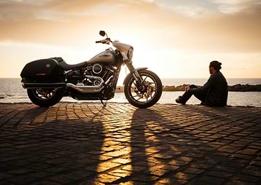 Harley Davidson at Sunset
